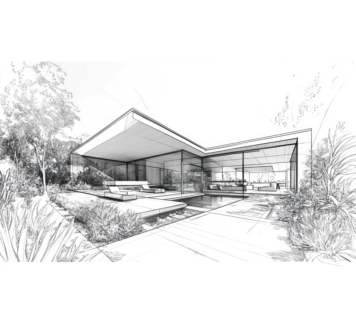 Architectural sketch of a modern Adamcini residential development