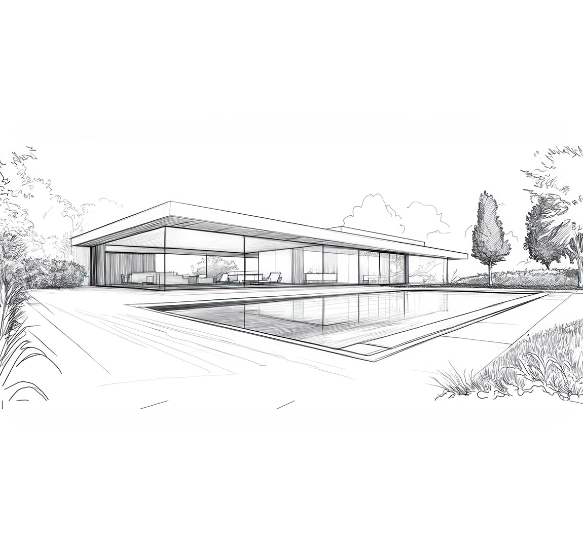 Architectural sketch of a contemporary Adamcini property exterior